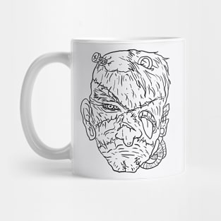 Scary Frankenstein Monster Horror Black Lineart Mug